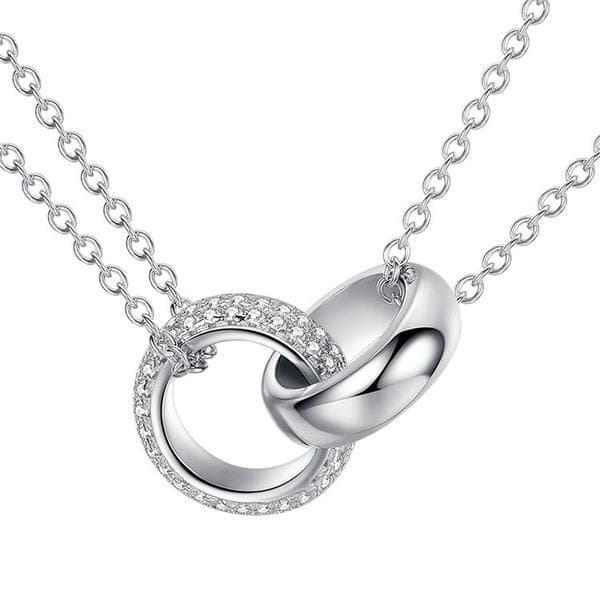 Rings Sterling Silver Necklace with Zirconia