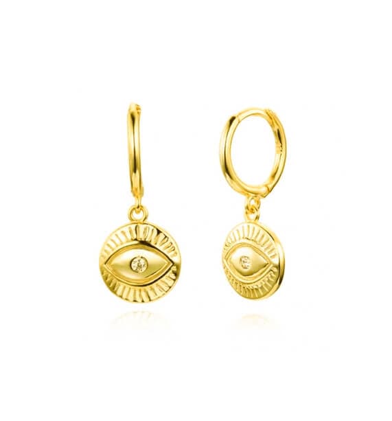 Evil eye gold hoop earrings