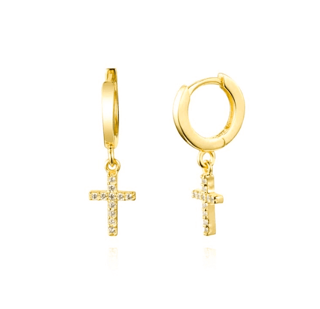 Gold cross hoops
