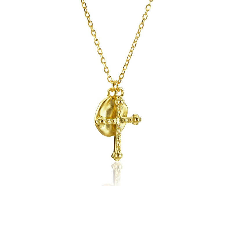 Gold Cross with Coin Necklace
