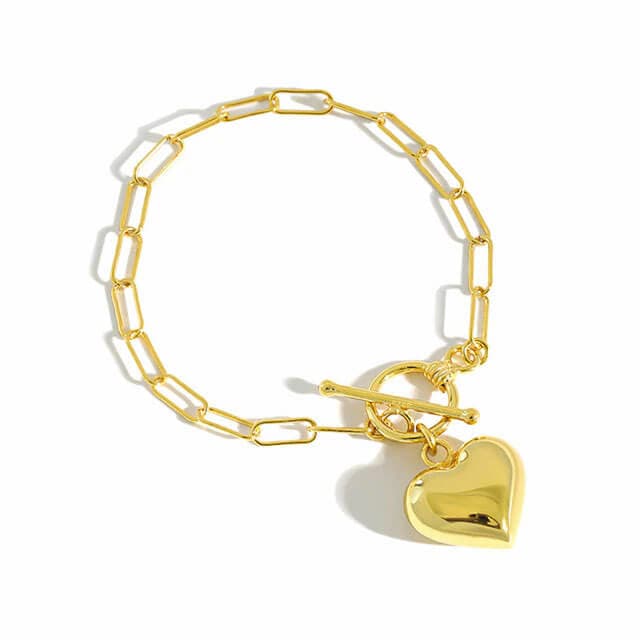 Statement Heart Gold Chain Bracelet