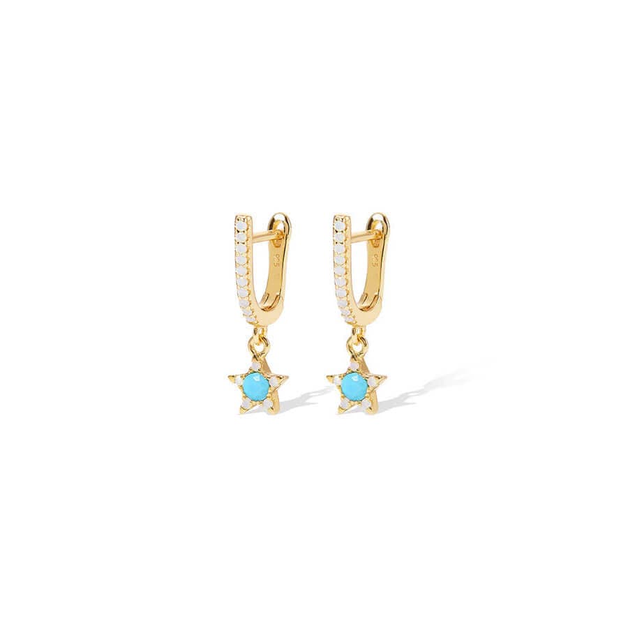 Evil Eye Star Gold Earrings
