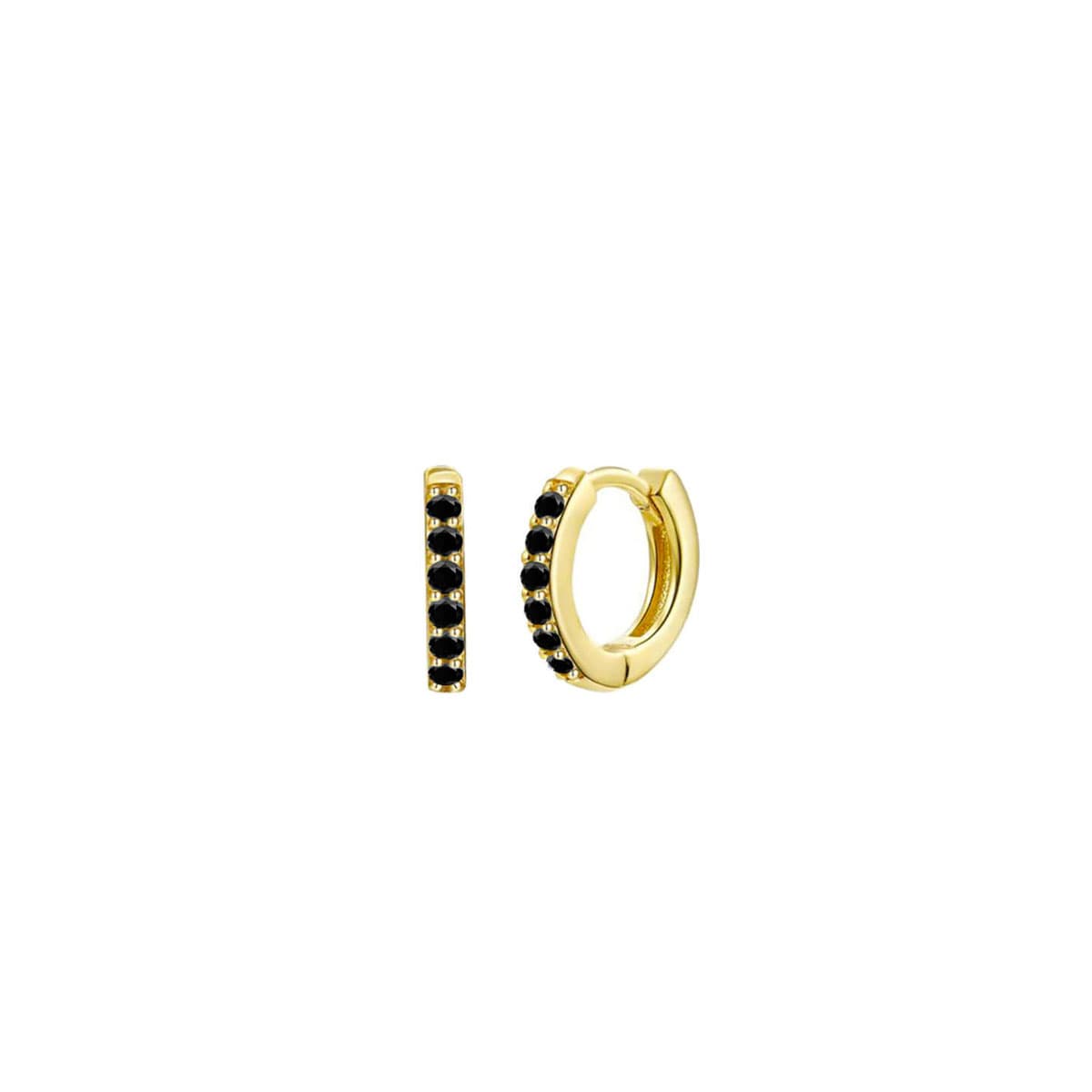 Mini Black Zirconia Gold Hoops
