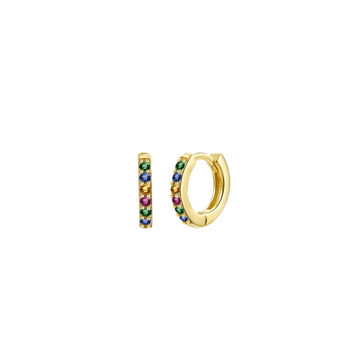 Mini Rainbow Gold Hoop Earrings