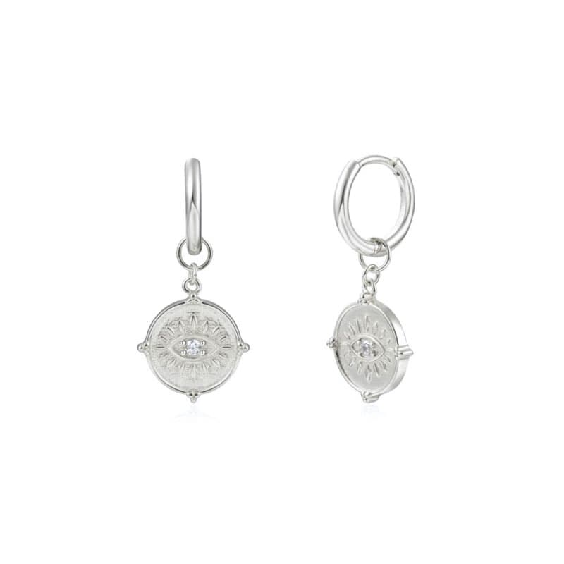 Silver Evil Eye Hoops