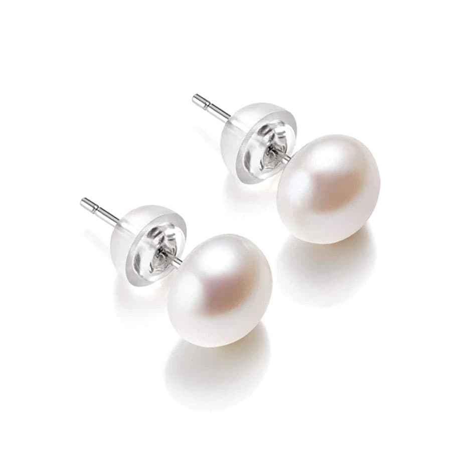 White Pearl Stud Earrings
