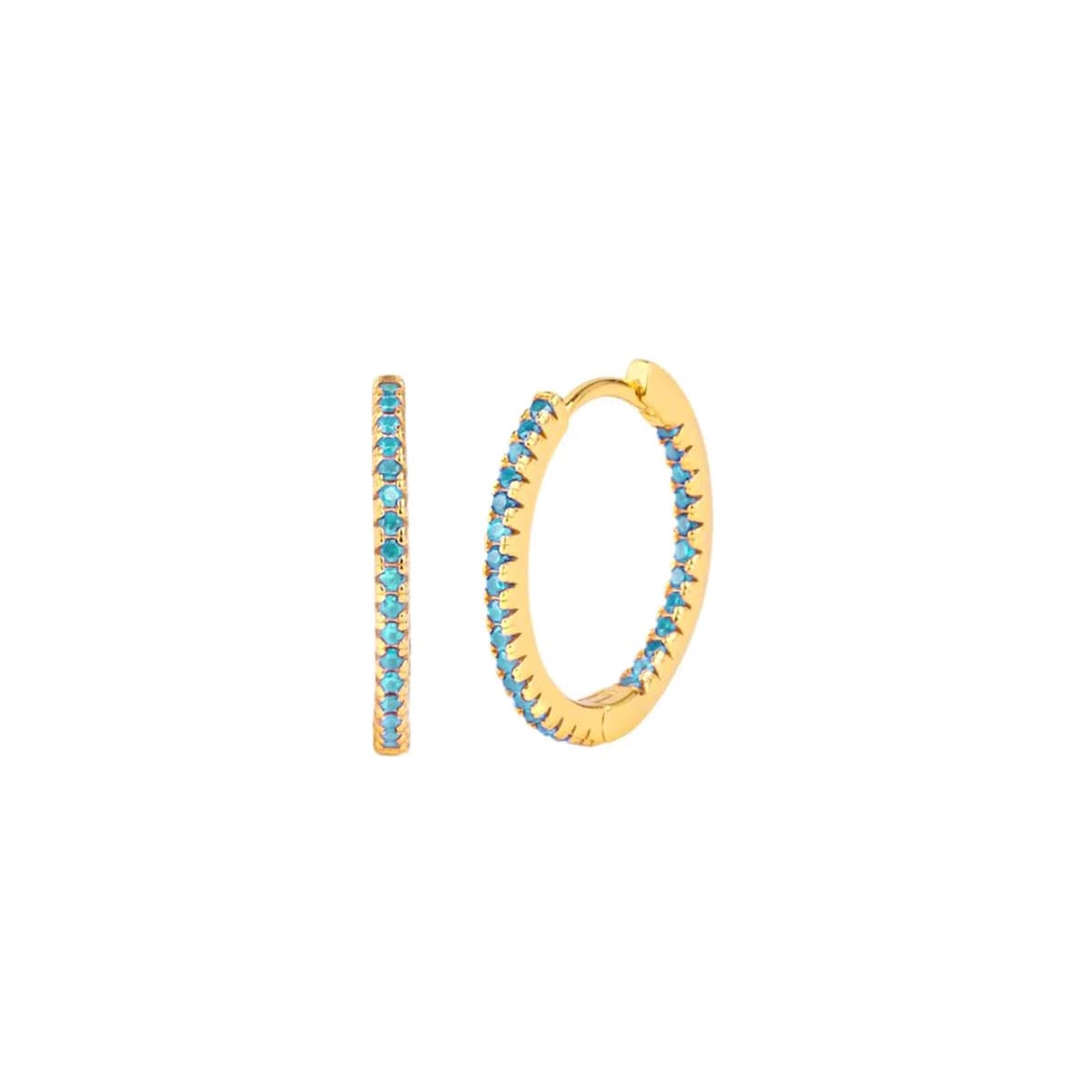 Hermes Light Blue Zirconia Gold Hoops