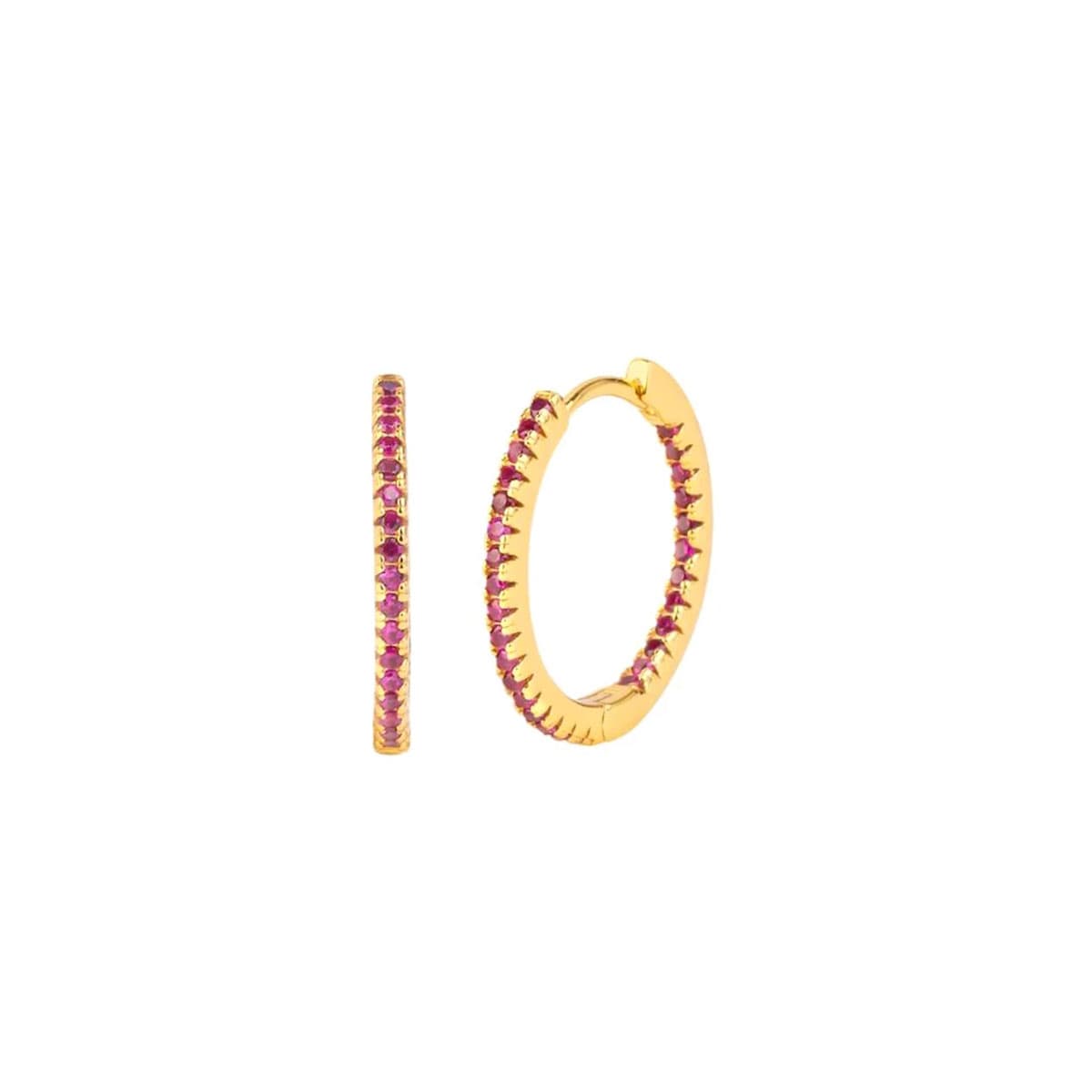 Hermes Magenta Zirconia Gold Hoops