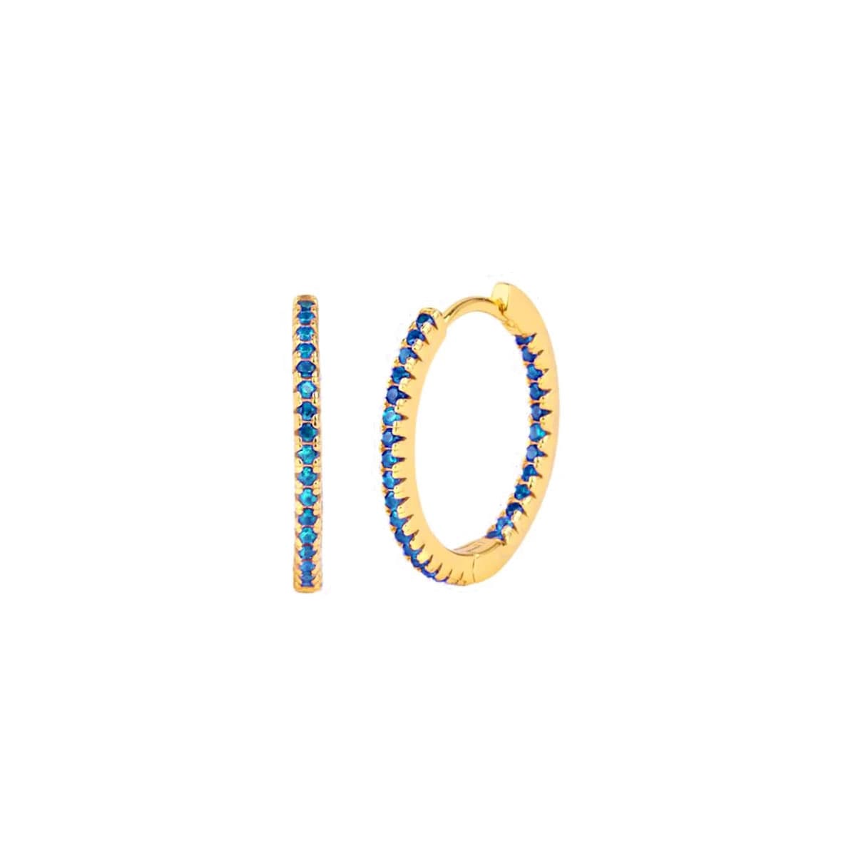 Hermes Royal Blue Zirconia Gold Hoops