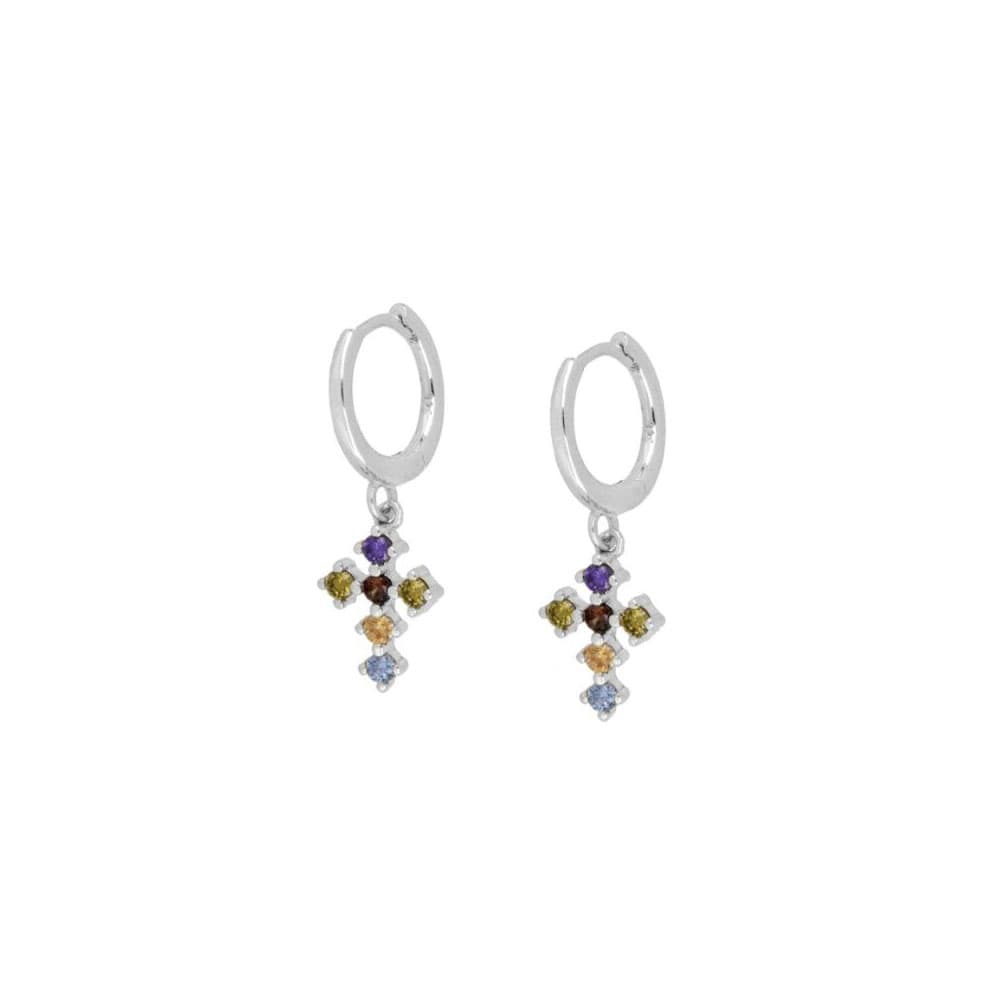 Jupiter Bohemian Silver Cross Hoops