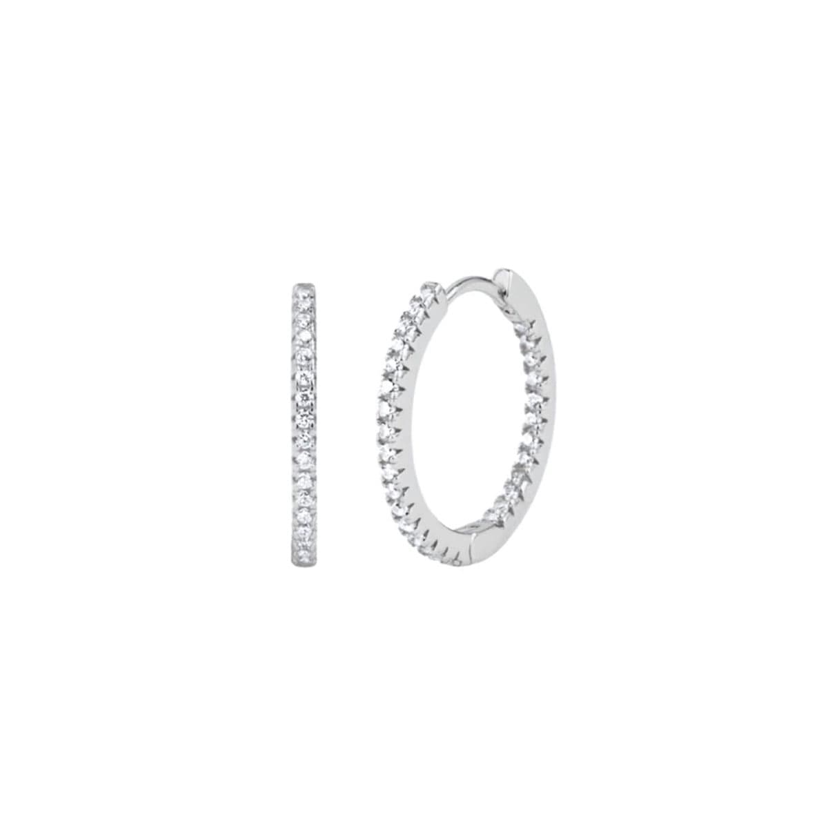 Hermes Zirconia Silver Hoops