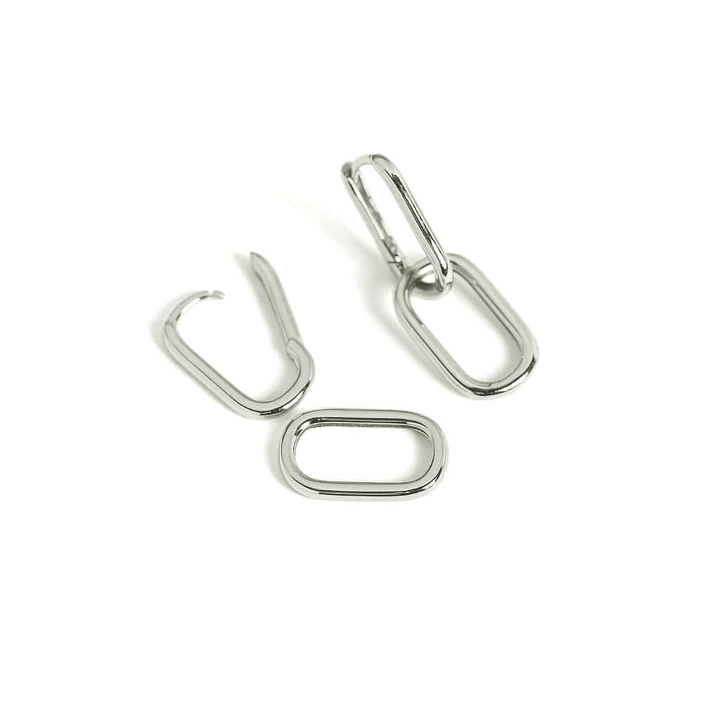 2 in 1 Oval Silver Hoops
