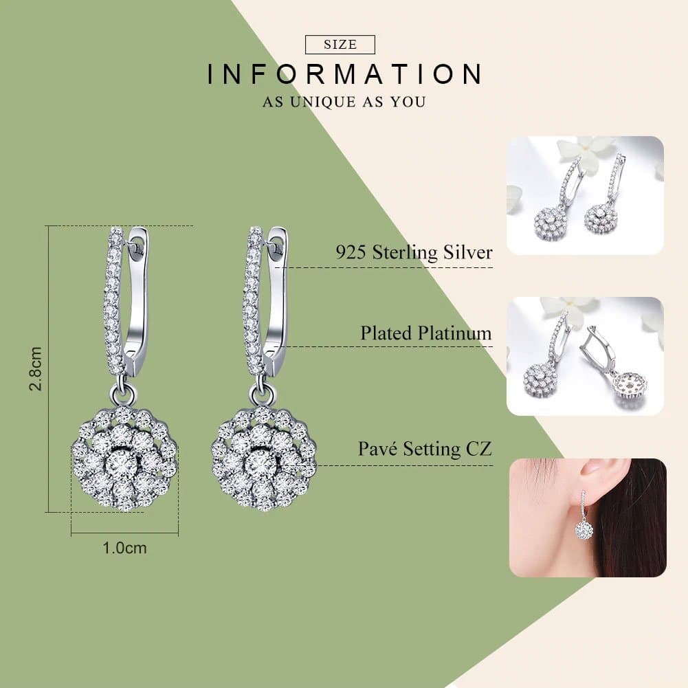 Shiny Flower Drop Earrings