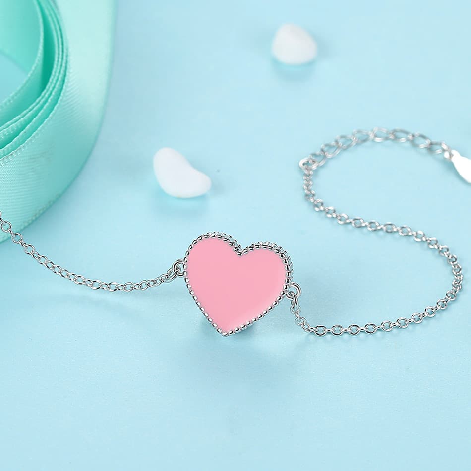 Pink Heart Silver Bracelet — image 3