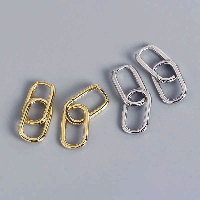 2 in 1 Oval Silver Hoops — image 3