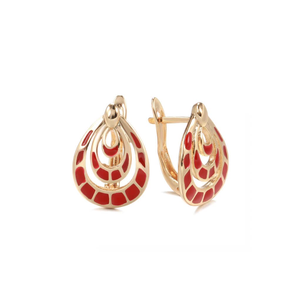 Cassandra-Red-Earrings-Rose-Gold-Plated-Copper-Online Jewellery Shop