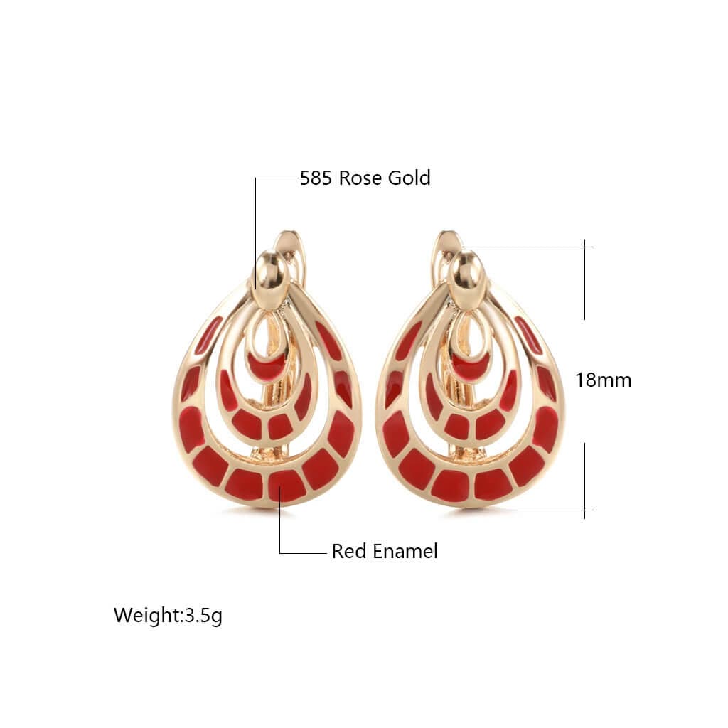 Red-Cassandra-Earrings-Rose-Gold-Plated-Copper-Jewellery Online Shop