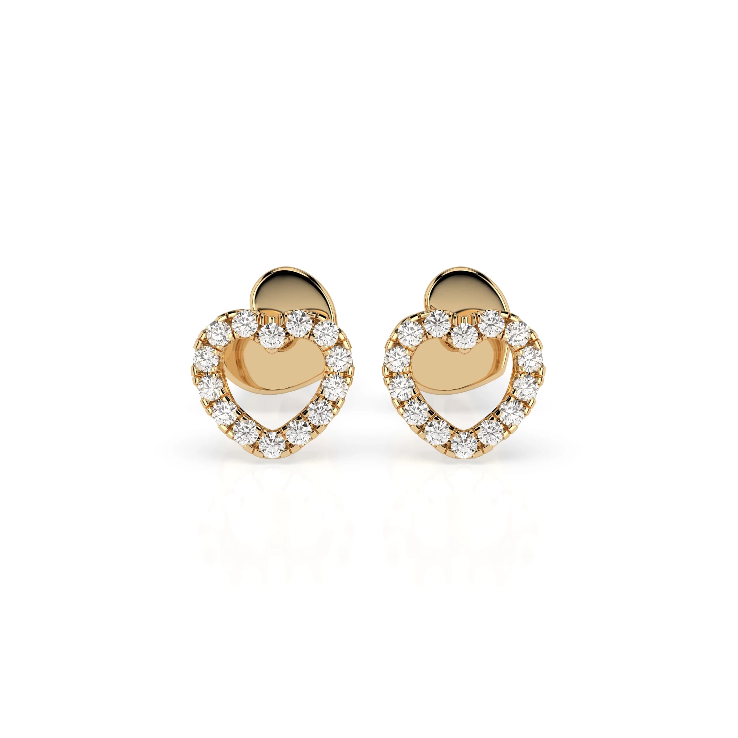 Agapi 0.14 ct tw Open Heart Diamond Stud Earrings