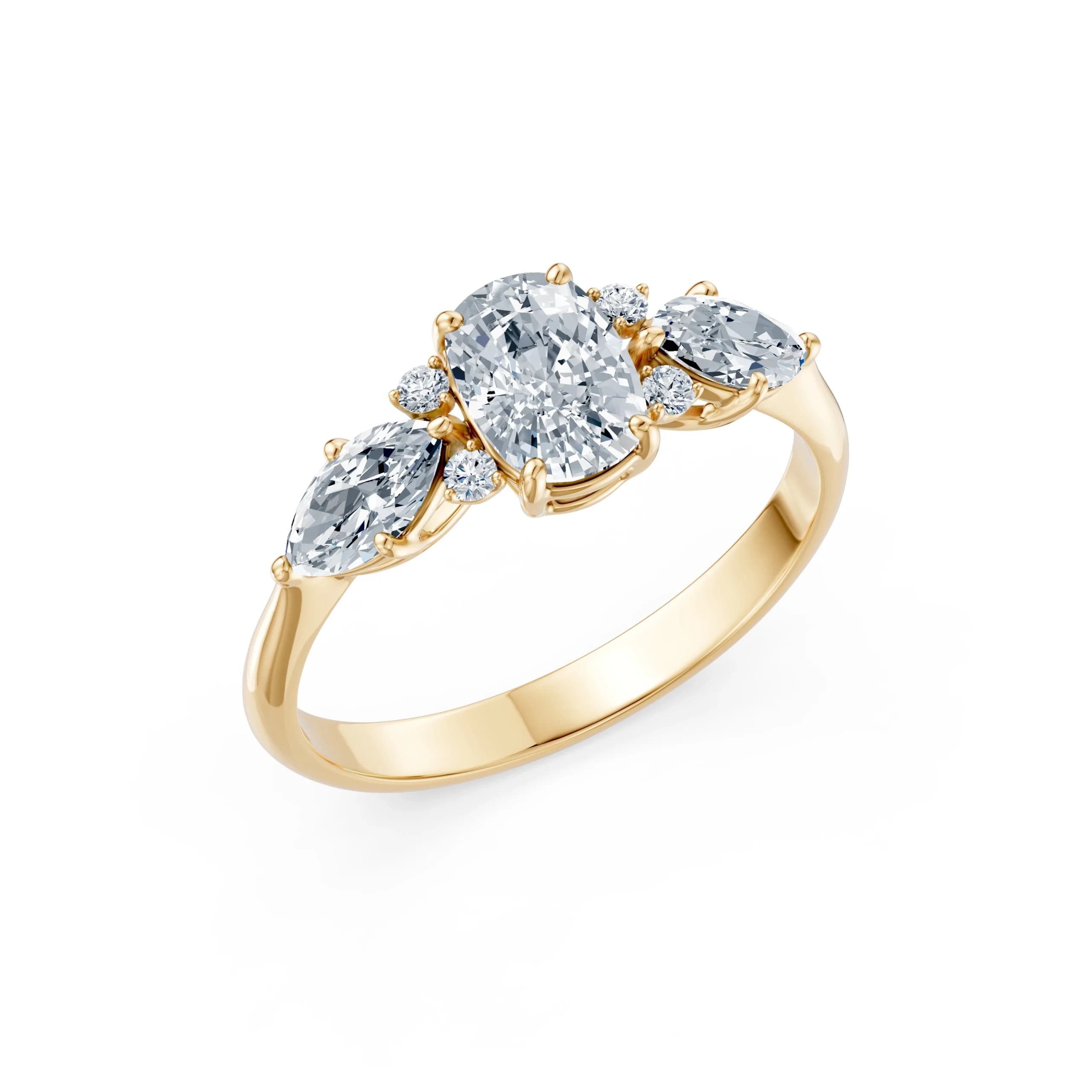 Ariadne 1.67 ct tw Cushion Lab-Grown Diamond Engagement Ring with Marquise Side Stones