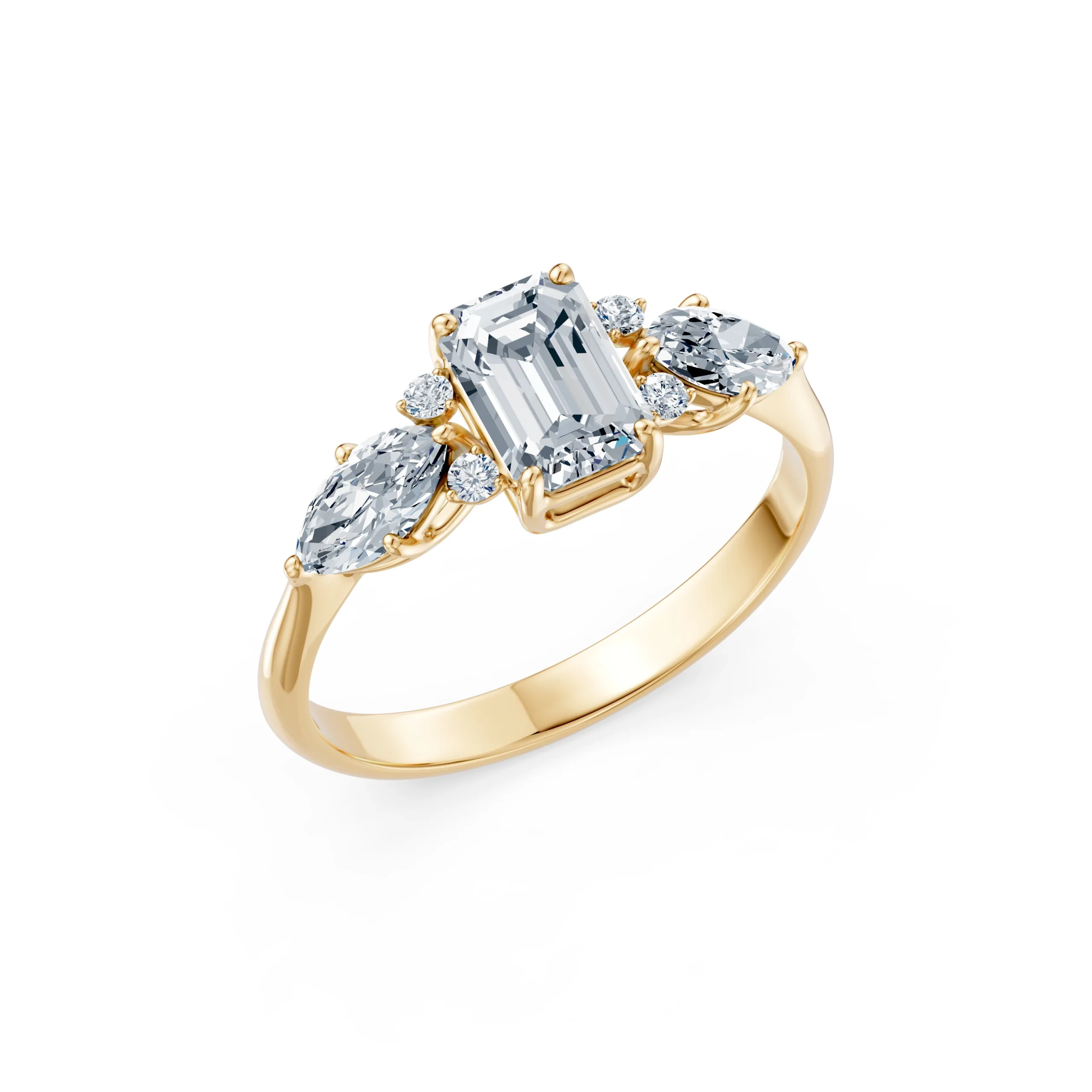 Ariadne 1.67 ct tw Emerald Lab-Grown Diamond Engagement Ring with Marquise Side Stones