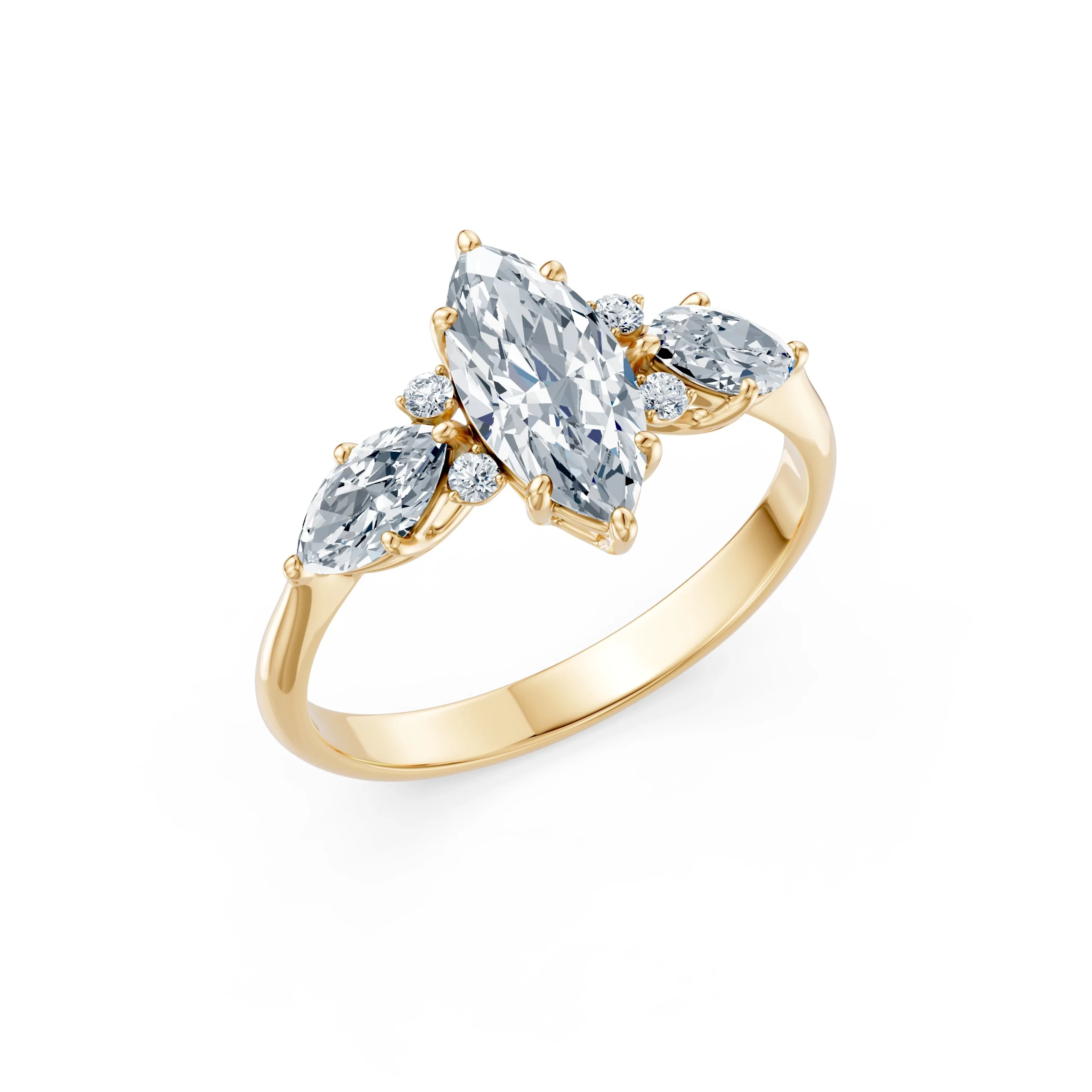 Ariadne 1.67 ct tw Marquise Lab-Grown Diamond Engagement Ring with Marquise Side Stones