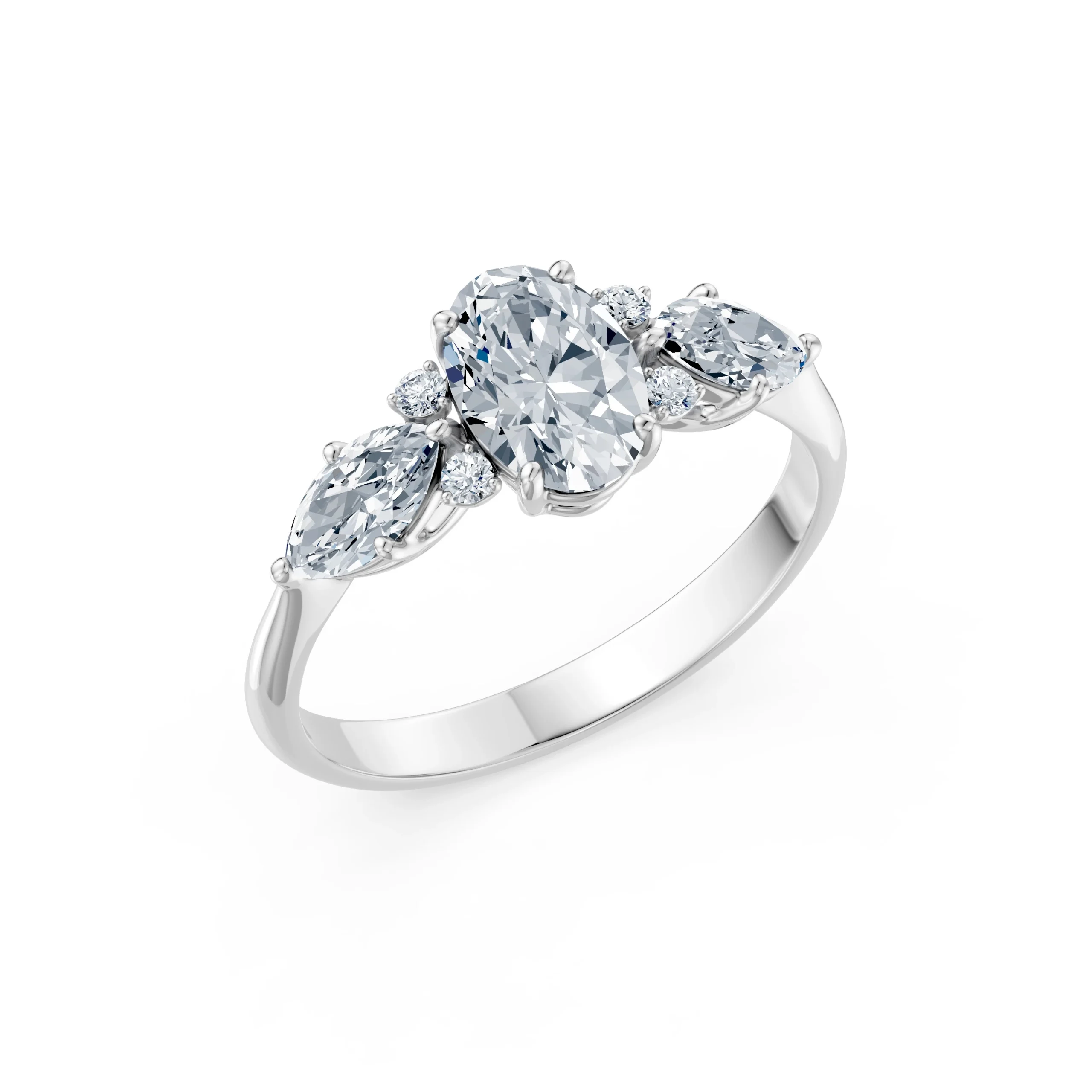 Ariadne 1.67 ct tw Oval Lab-Grown Diamond Engagement Ring with Marquise Side Stones