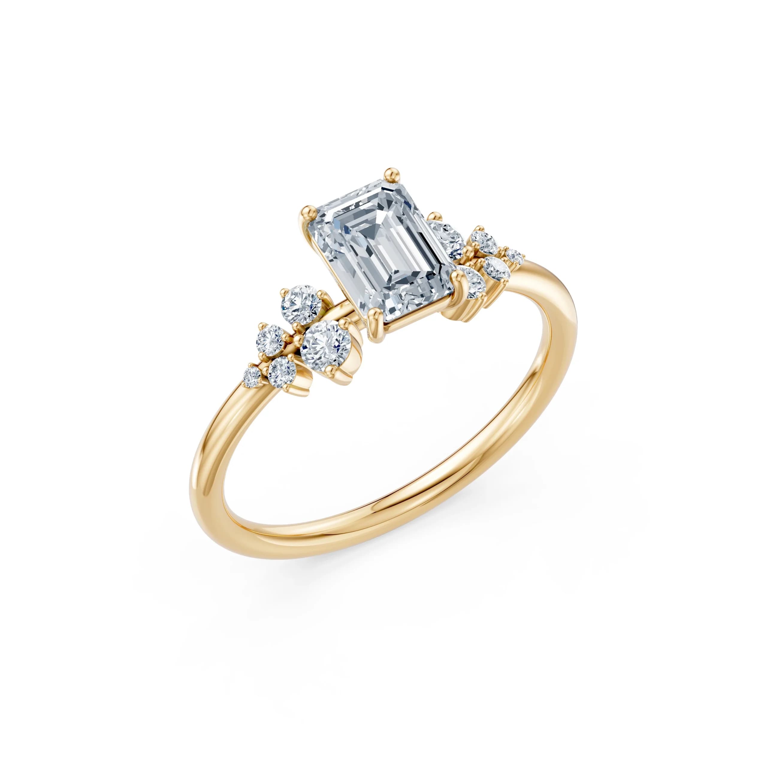 Asteria 1.25 ct tw Emerald Lab-Grown Diamond Cluster Engagement Ring