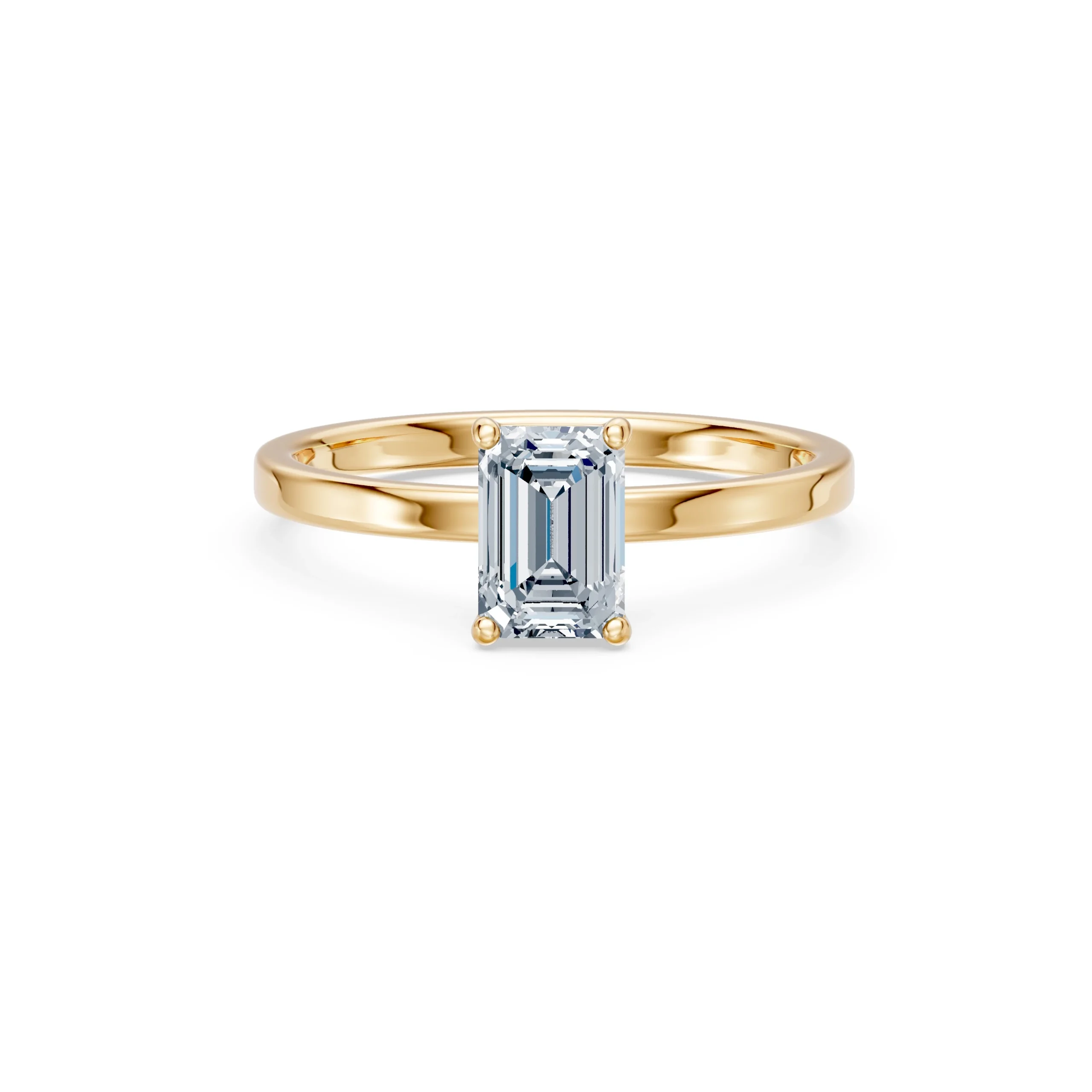 Elara 1.00 ct Emerald Lab-Grown Diamond Solitaire Engagement Ring in yellow gold, top view