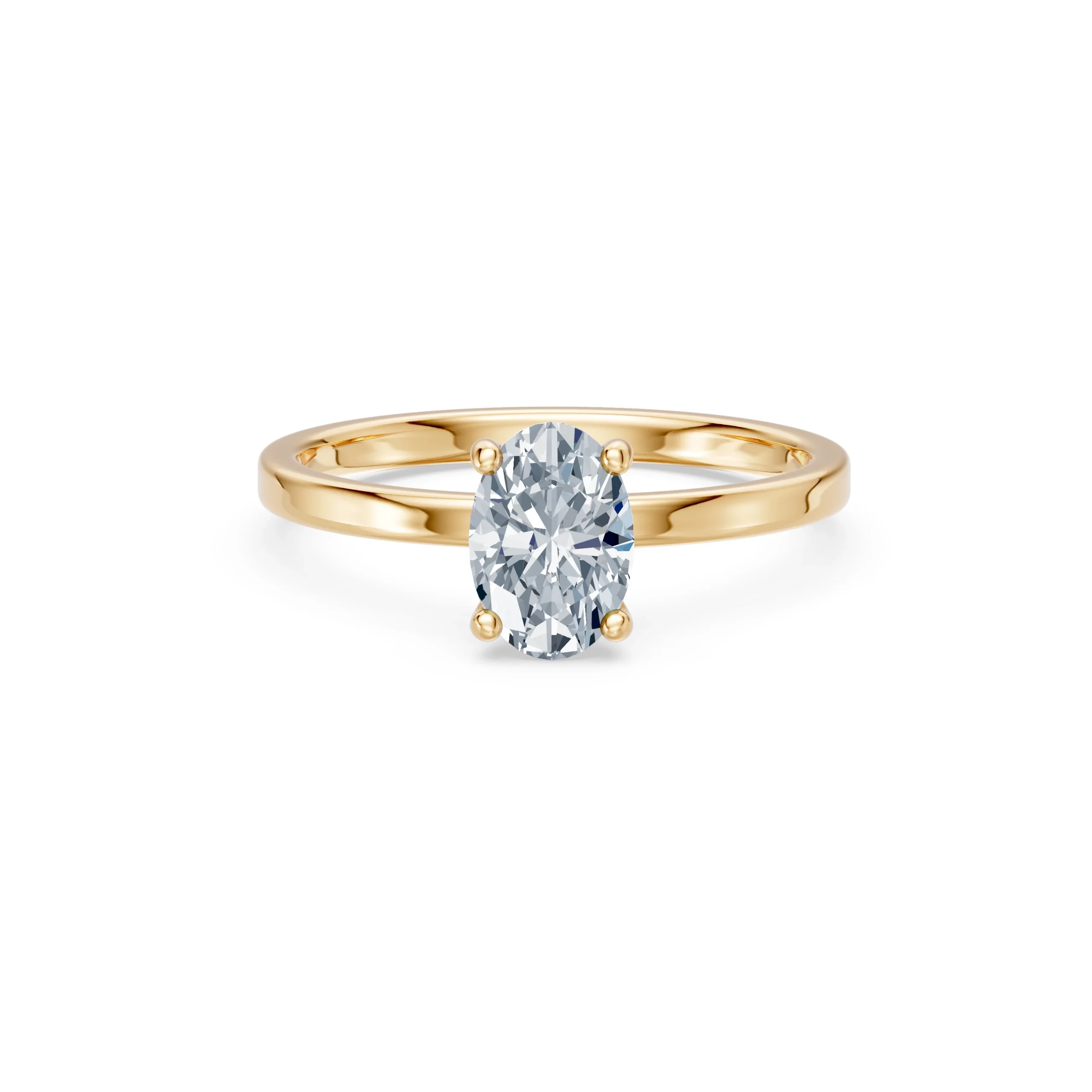 Elara 1.00 ct Oval Lab-Grown Diamond Solitaire Engagement Ring in yellow gold, top view