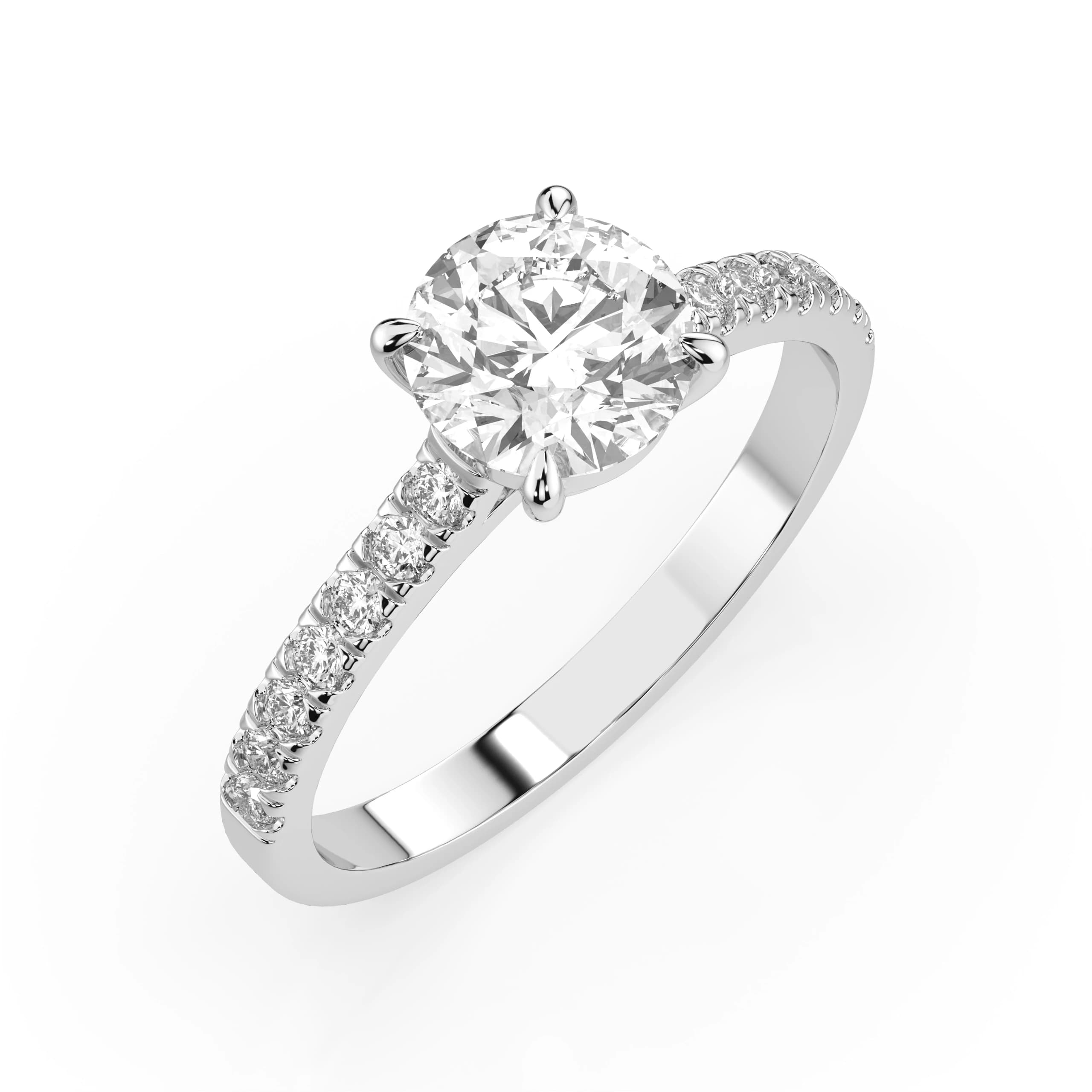 Irene 0.91 ct tw Diamond Engagement Ring with Pavé Band