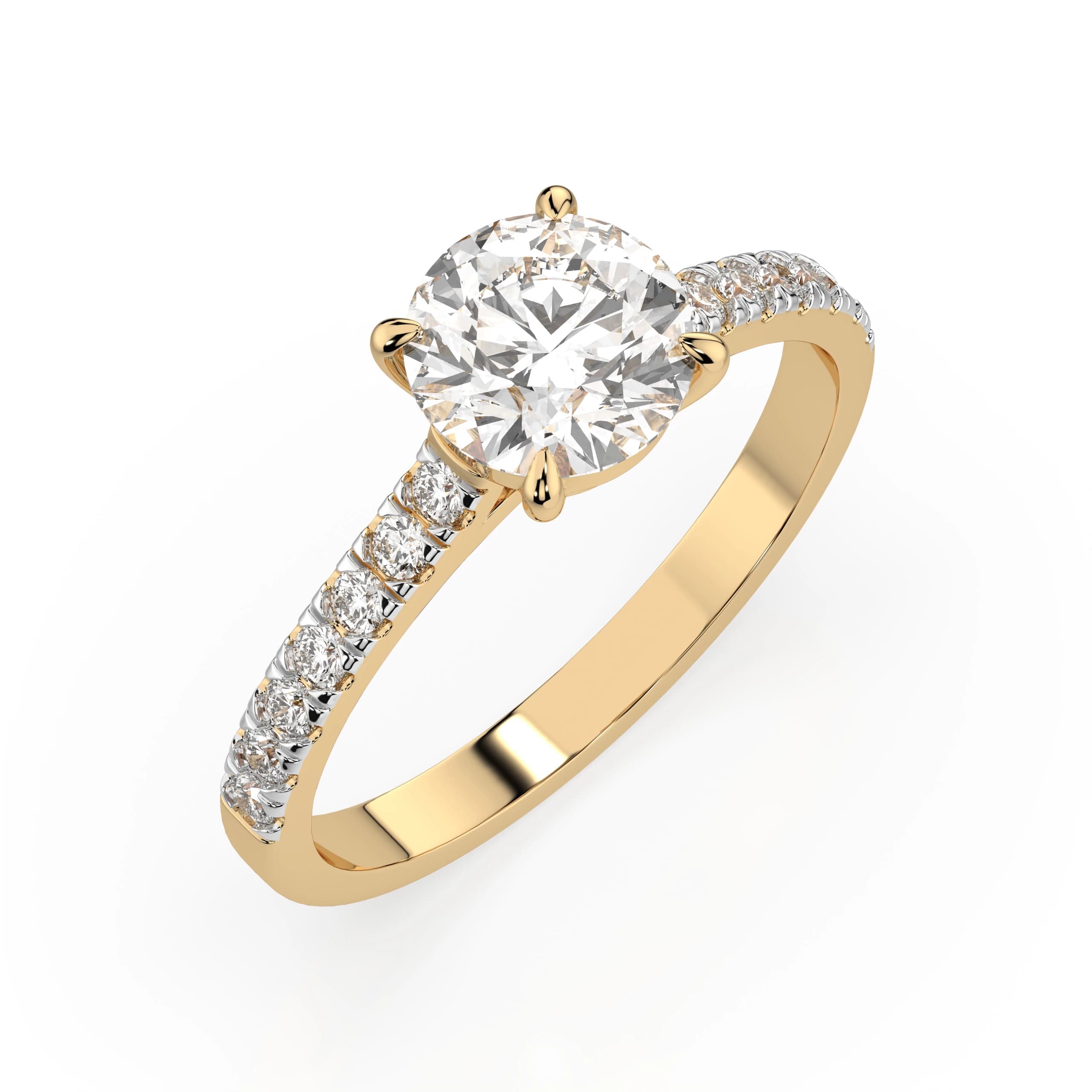 Irene 0.91 ct tw Diamond Engagement Ring with Pavé Band