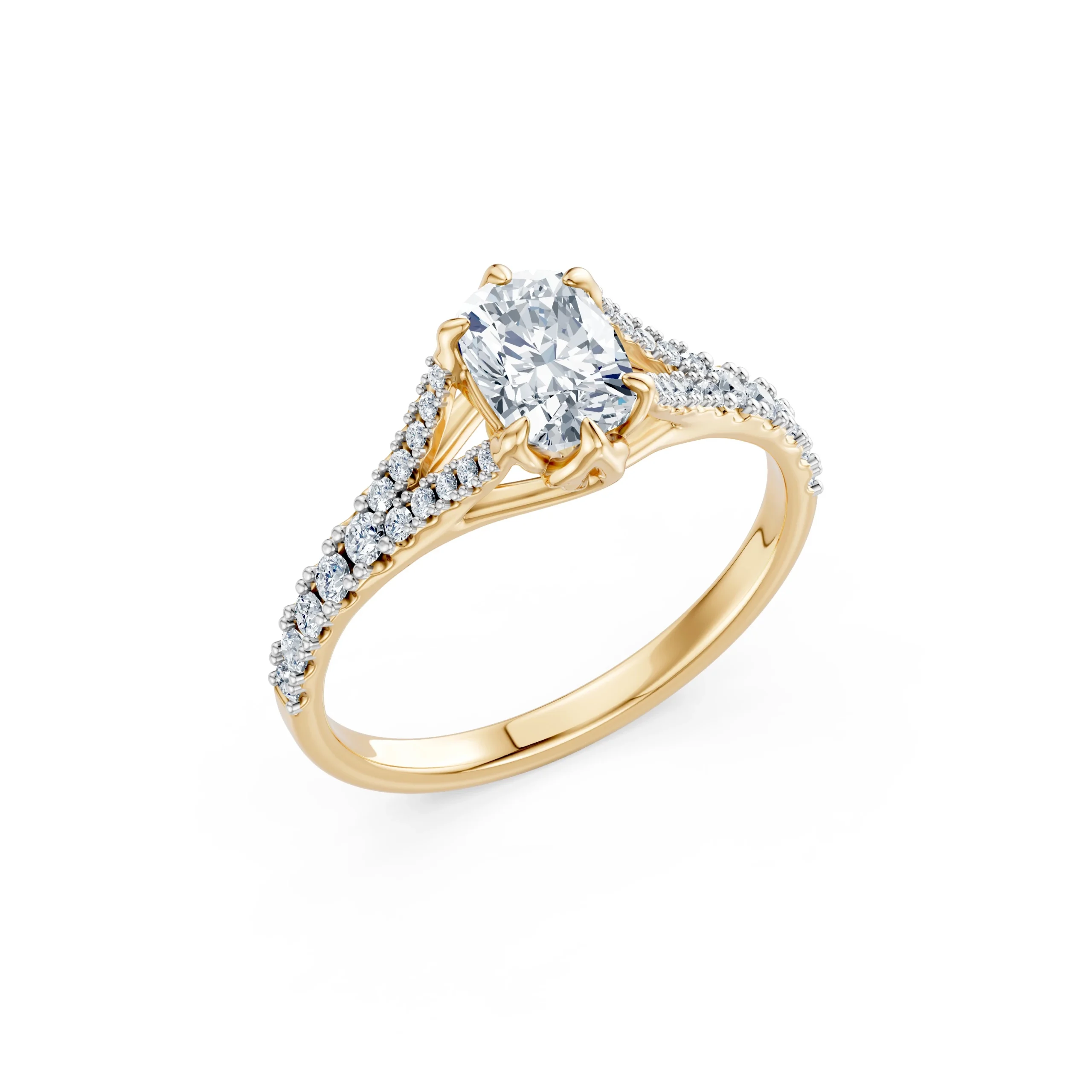 Kalypso 1.29 ct tw Cushion Lab-Grown Diamond Split-Shank Engagement Ring