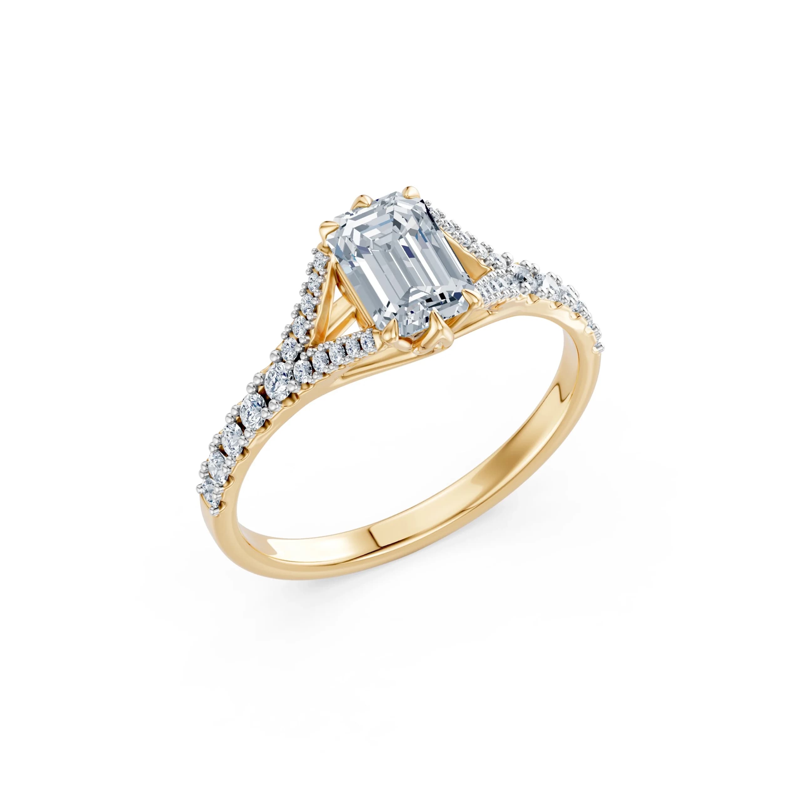 Kalypso 1.29 ct tw Emerald Lab-Grown Diamond Split-Shank Engagement Ring