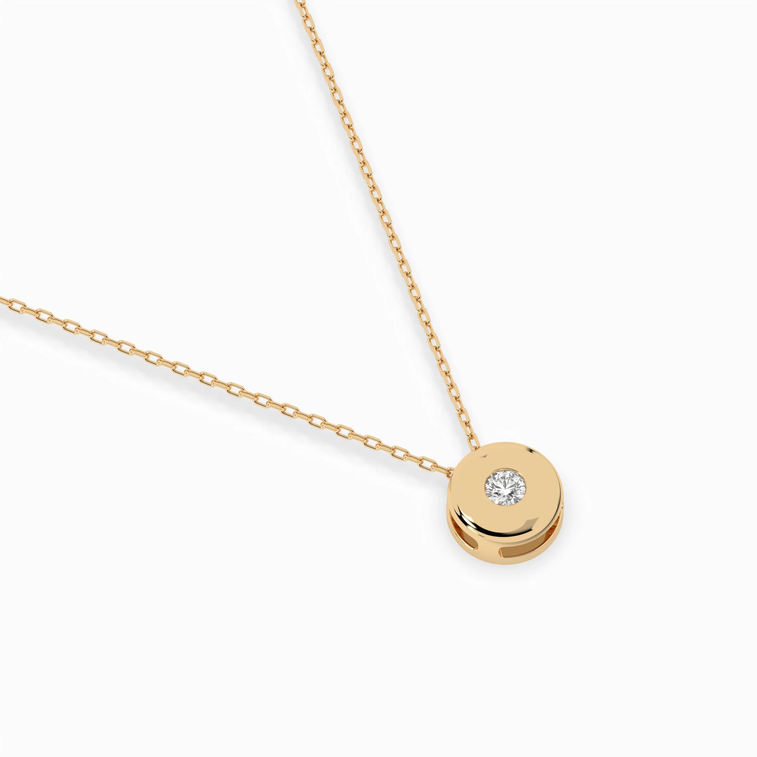 Mene 0.04 ct Diamond Disc Necklace in yellow gold, top view