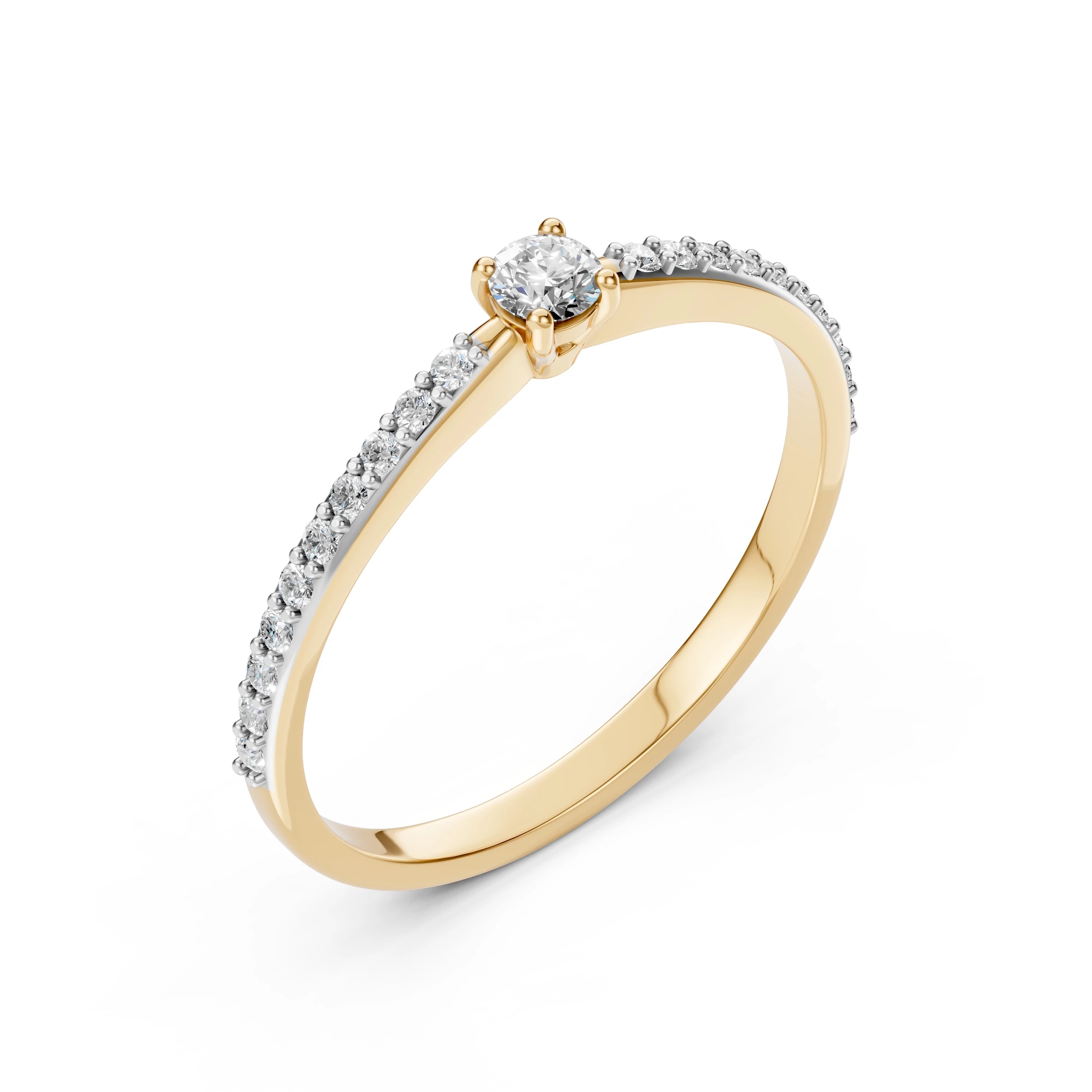 Mira 0.26 ct tw Petite Diamond Ring with Pavé Band