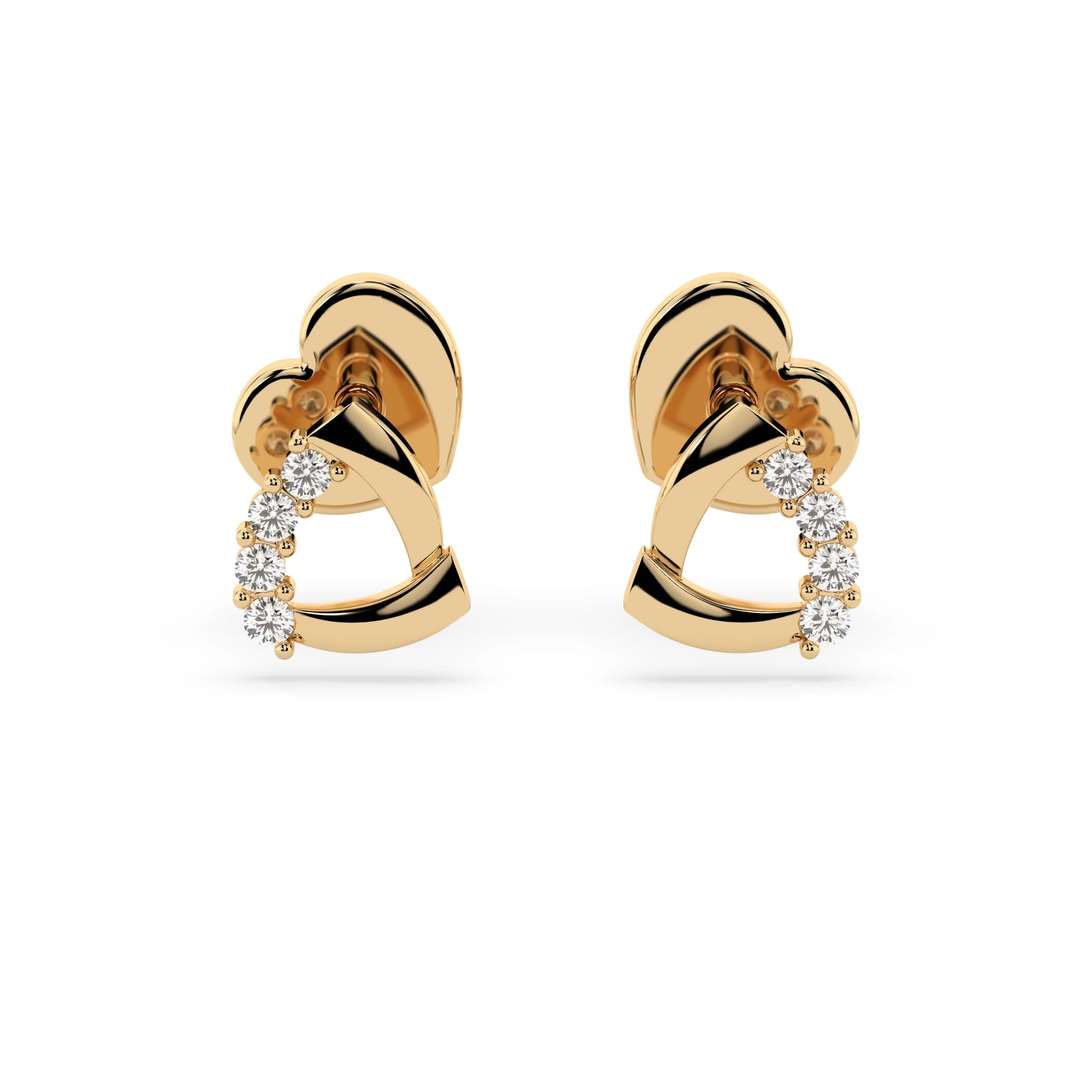 Philia 0.05 ct tw Half-Pavé Open Heart Stud Earrings