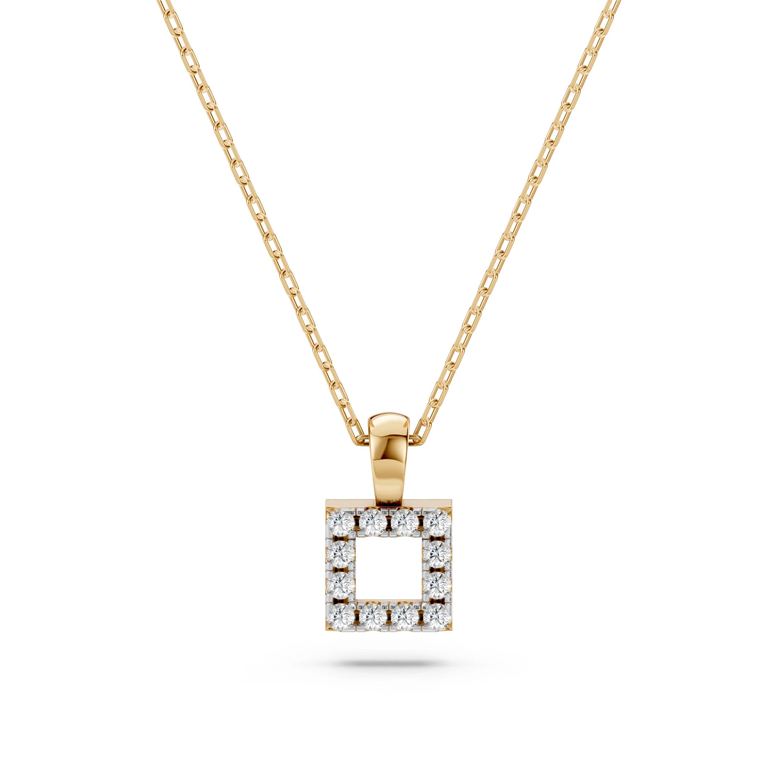Tetra 0.06 ct tw Open Square Diamond Pendant Necklace