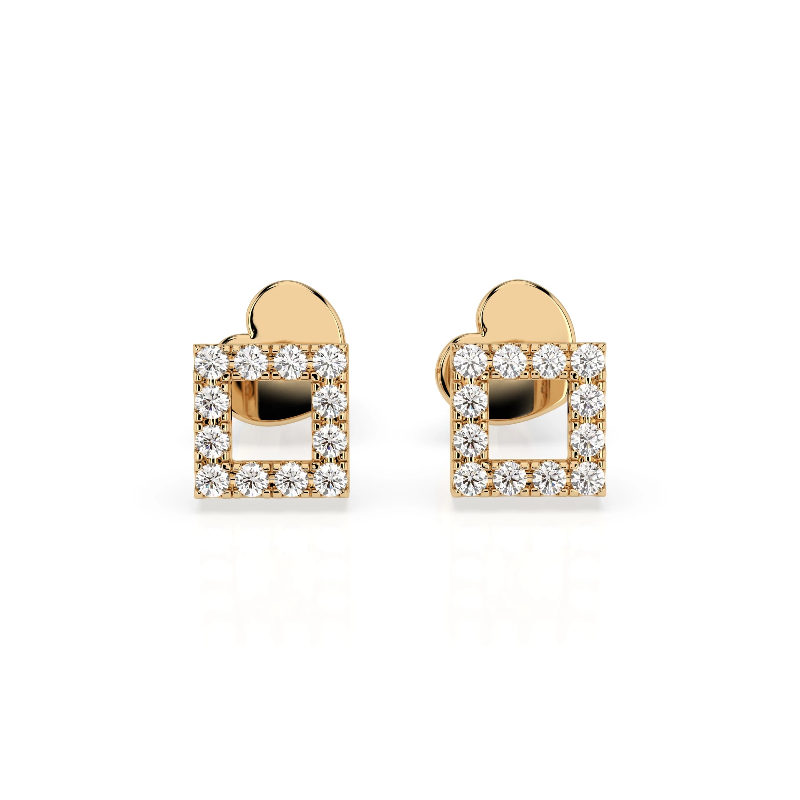 Tetra 0.14 ct tw Open Square Diamond Stud Earrings