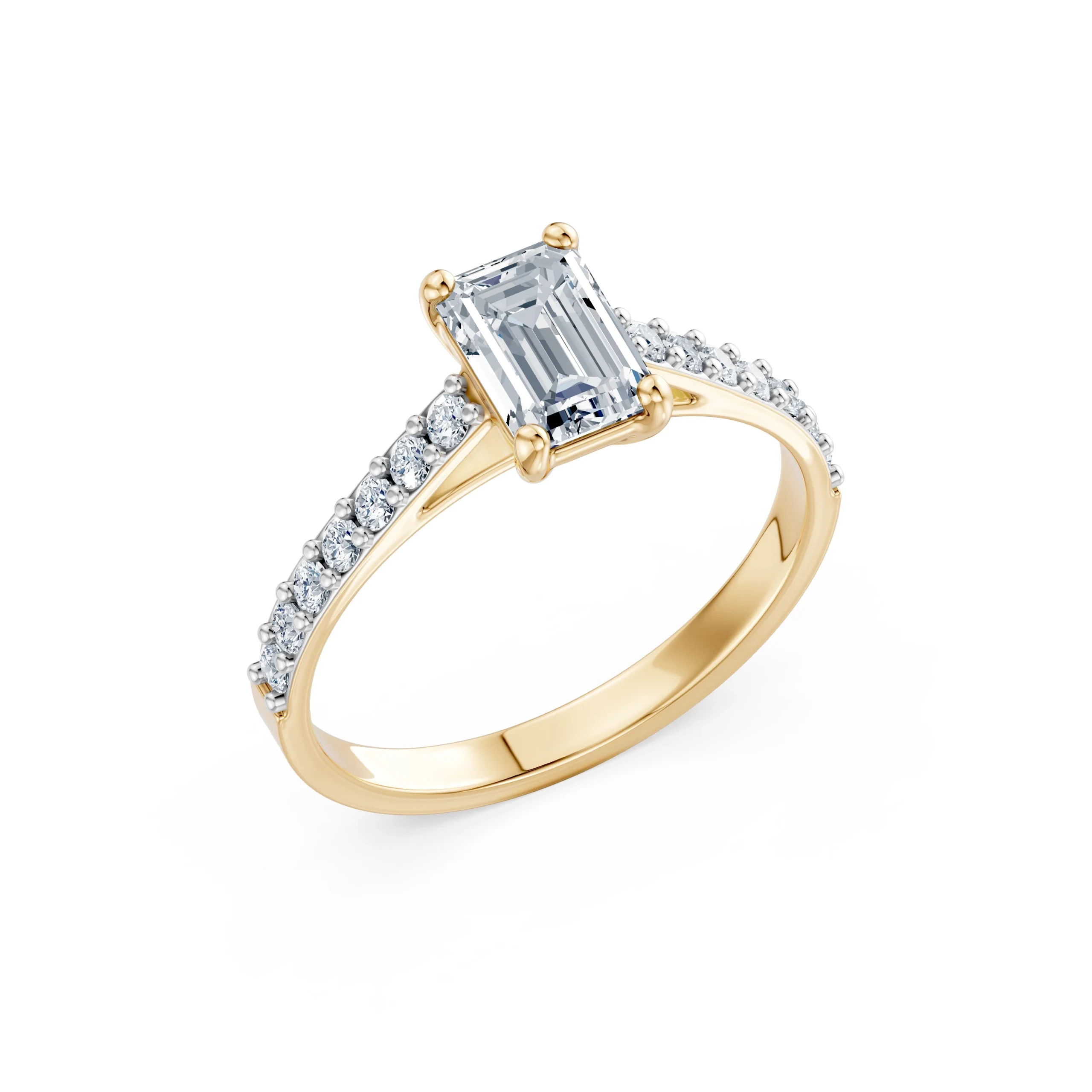 Thalassa 1.28 ct tw Emerald Lab-Grown Diamond Engagement Ring with Pavé Band